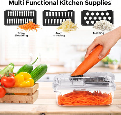 Vegetable Chopper, 12-in-1 Food Veggie Chopper Cutter with Container