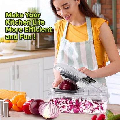 Vegetable Chopper, 12-in-1 Food Veggie Chopper Cutter with Container