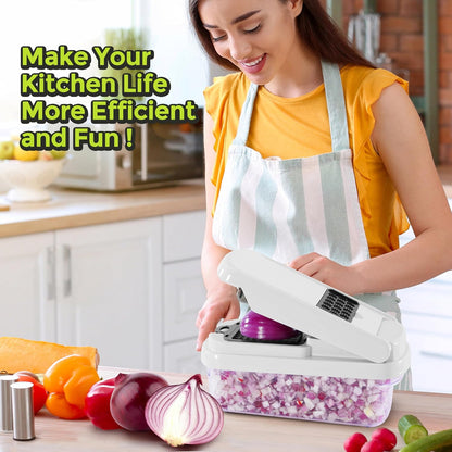 Vegetable Chopper, 12-in-1 Food Veggie Chopper Cutter with Container