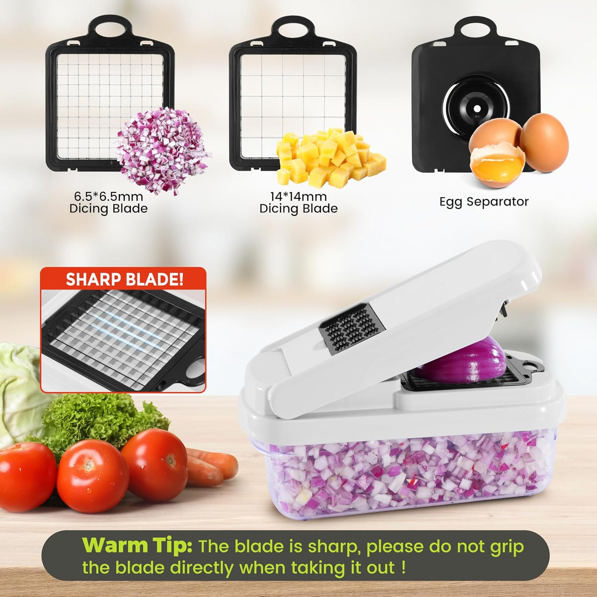Vegetable Chopper, 12-in-1 Food Veggie Chopper Cutter with Container