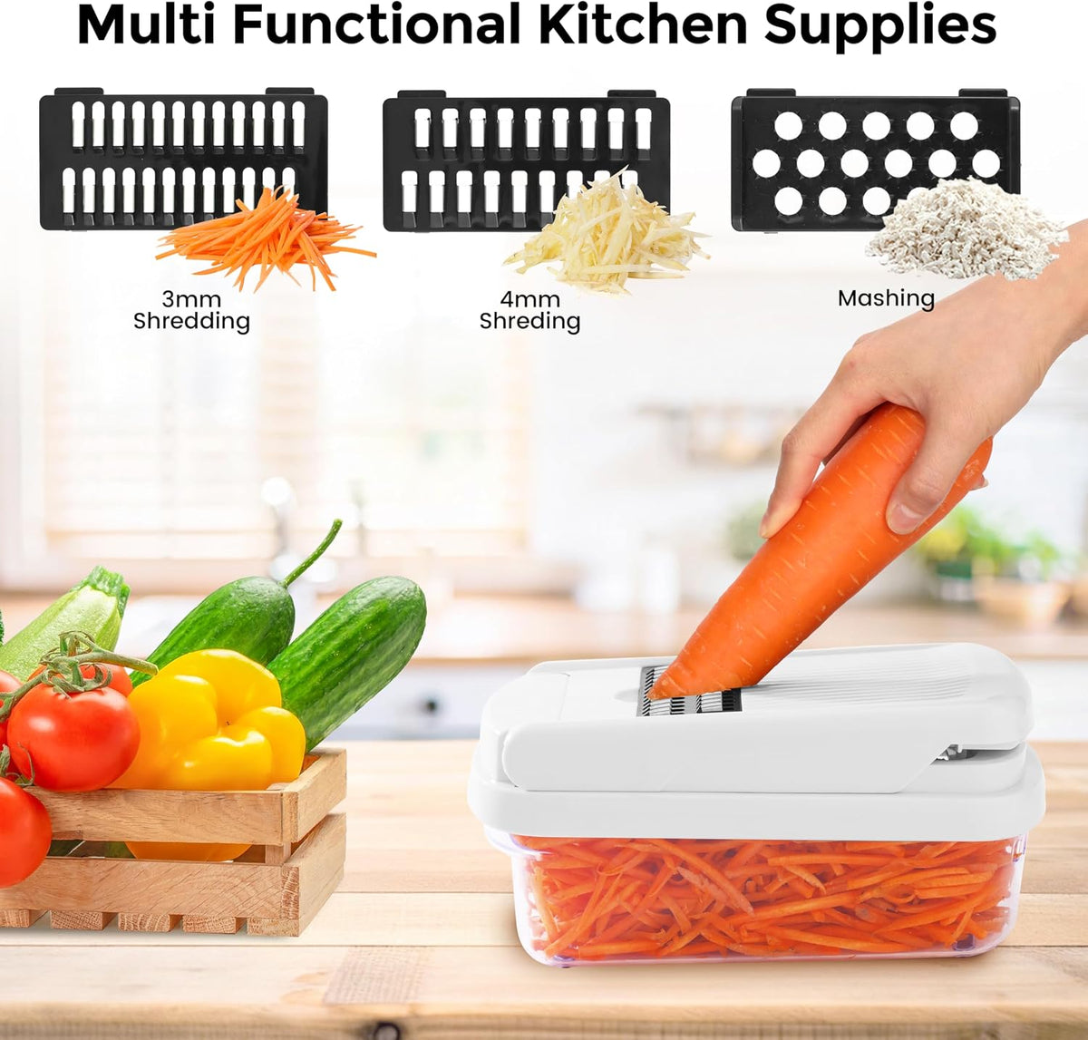 Vegetable Chopper, 12-in-1 Food Veggie Chopper Cutter with Container