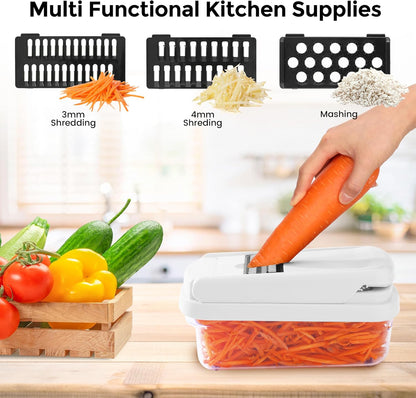 Vegetable Chopper, 12-in-1 Food Veggie Chopper Cutter with Container