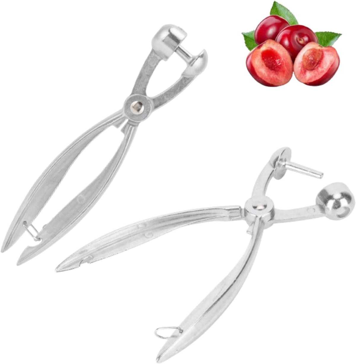 2PCS Cherry Pitter Tool, Cherry Pitter Tool Pit Remover Aluminum Alloy Cherry Seed Remover with Lock Design Cherry Corer Pitter Tool Olive Stoner Pitting Tool Alloy Olive Core Remover Tool