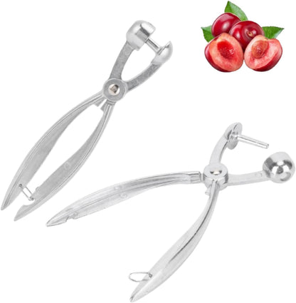 2PCS Cherry Pitter Tool, Cherry Pitter Tool Pit Remover Aluminum Alloy Cherry Seed Remover with Lock Design Cherry Corer Pitter Tool Olive Stoner Pitting Tool Alloy Olive Core Remover Tool