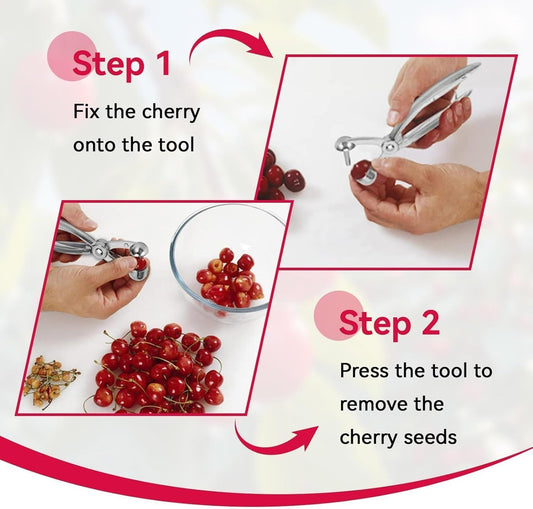 2PCS Cherry Pitter Tool, Cherry Pitter Tool Pit Remover Aluminum Alloy Cherry Seed Remover with Lock Design Cherry Corer Pitter Tool Olive Stoner Pitting Tool Alloy Olive Core Remover Tool