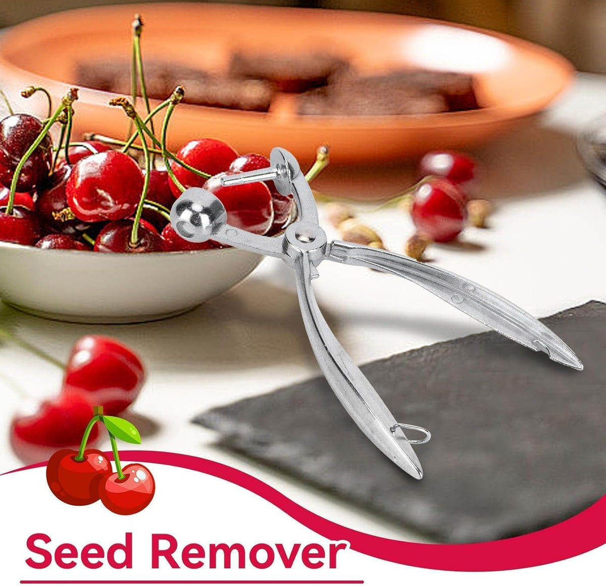 2PCS Cherry Pitter Tool, Cherry Pitter Tool Pit Remover Aluminum Alloy Cherry Seed Remover with Lock Design Cherry Corer Pitter Tool Olive Stoner Pitting Tool Alloy Olive Core Remover Tool