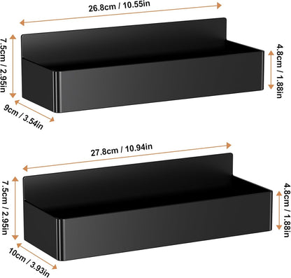 Magnetic Spice Rack for Refrigerator, Kitchen Organizer and Storage Shelf, Black (4 Pack)…
