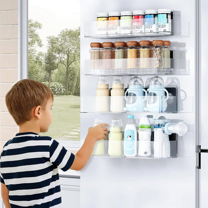 Magnetic Spice Rack for Refrigerator, Kitchen Organizer and Storage Shelf, Black (4 Pack)…