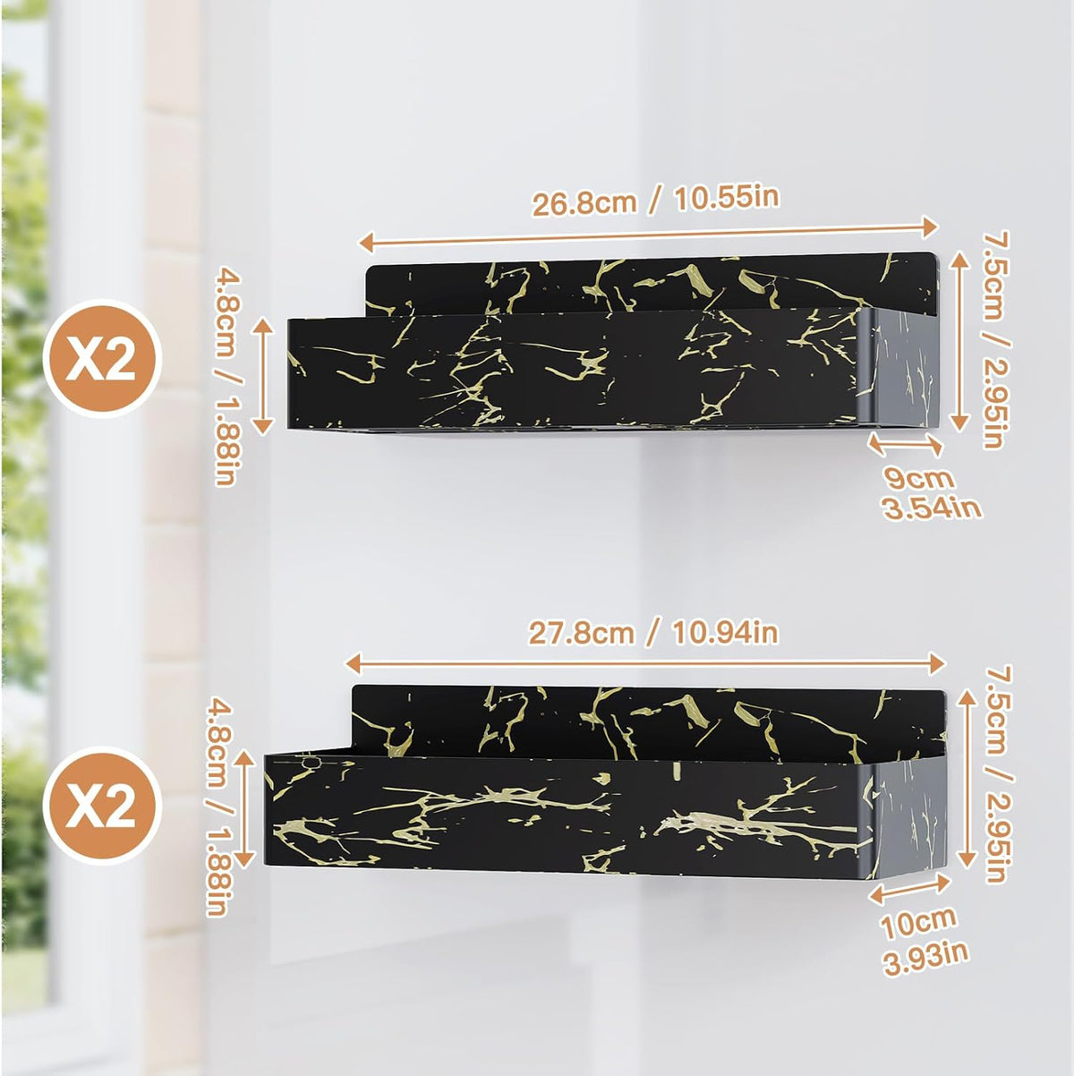 Magnetic Spice Rack for Refrigerator, Kitchen Organizer and Storage Shelf, Black (4 Pack)…