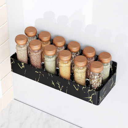 Magnetic Spice Rack for Refrigerator, Kitchen Organizer and Storage Shelf, Black (4 Pack)…