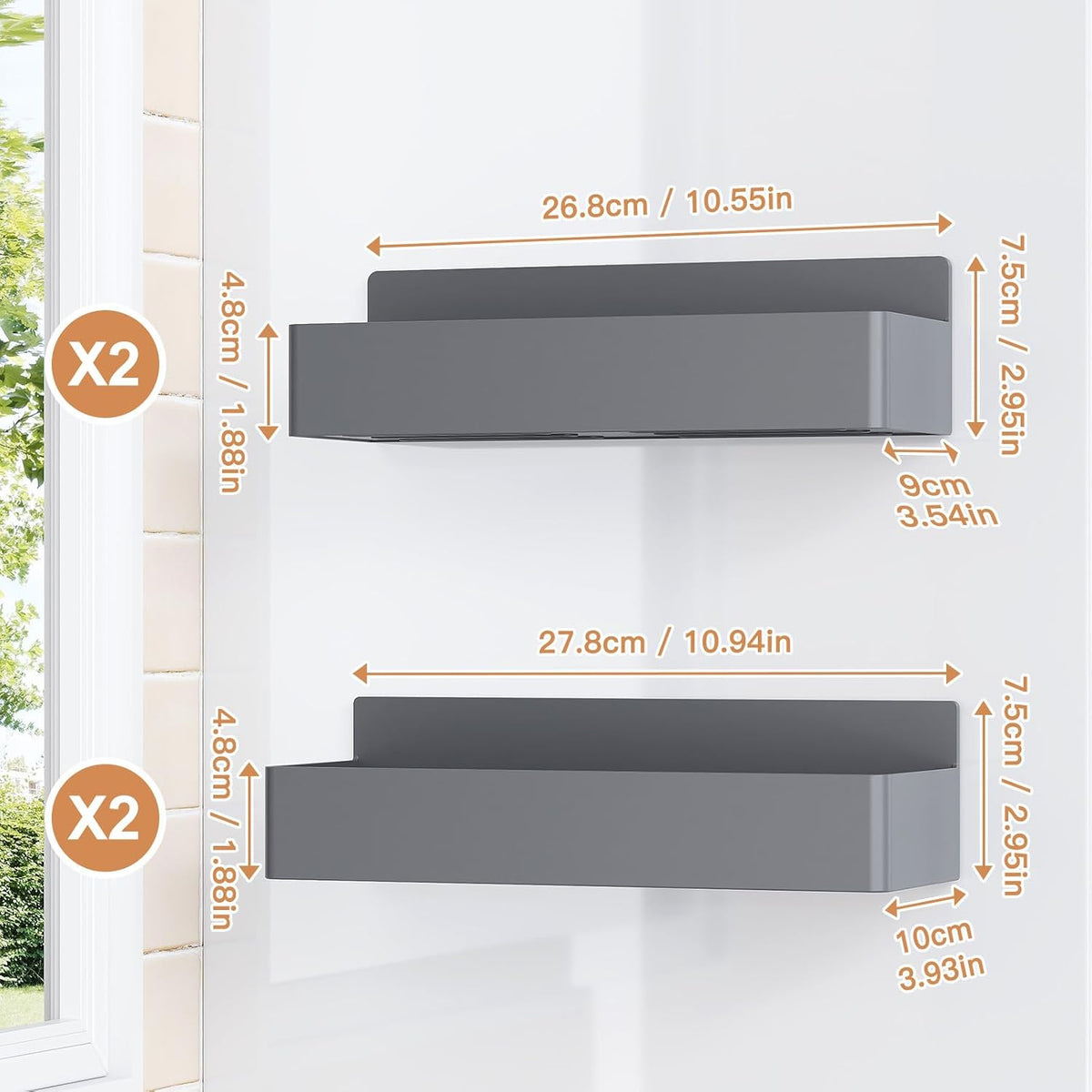 Magnetic Spice Rack for Refrigerator, Kitchen Organizer and Storage Shelf, Black (4 Pack)…