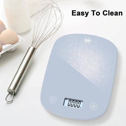 Digital Kitchen Food Scales,11 lb/5 kg,Suitable for Coffee and Cooking | 6 Units,1g High Accuracy,Touch Control,Tare Function, Auto Off,Ultra Slim,With Hook,Blue