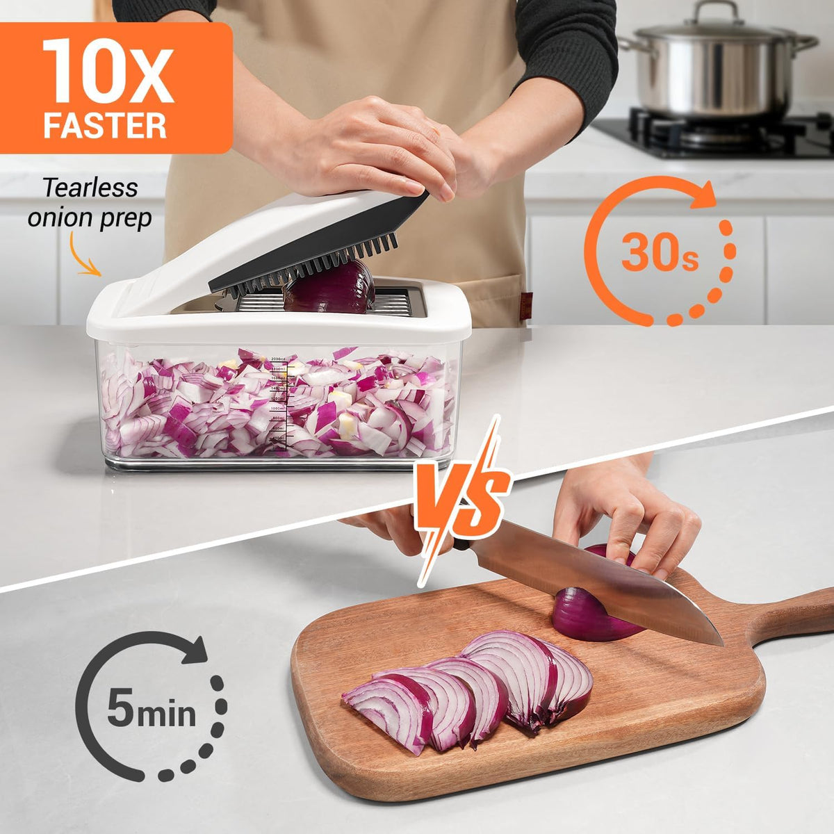 Vegetable Chopper Mandoline Slicer - Multifunctional Veggie Food Chopper With 6 Blades & Container, Heavy-Duty Vegetable Slicer and Cutter for Onion, Salad, and Food Preparation