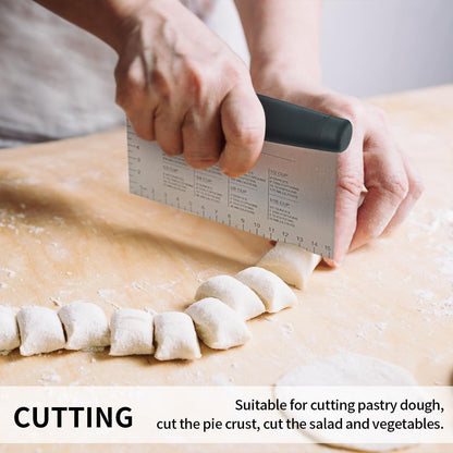 Stainless Steel Dough Bench Scraper & Chopper, Pastry Cutter for Kitchen (1 Pack, Black)
