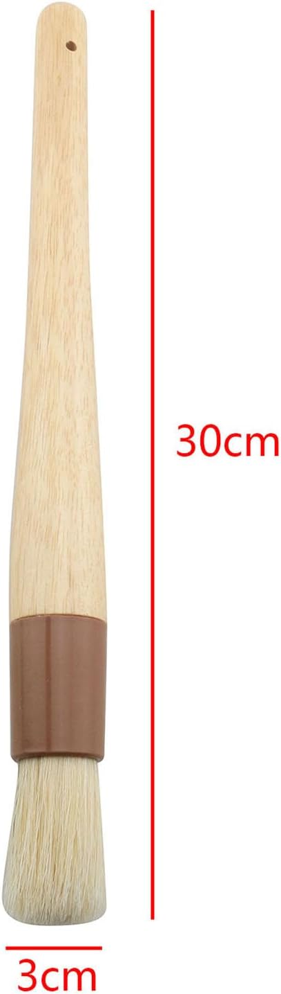 Round Natural Boar Bristle Cake/Biscuit/Oil Brush Kitchen Baking Tool for Spreading Marinades/Sauces/Butter