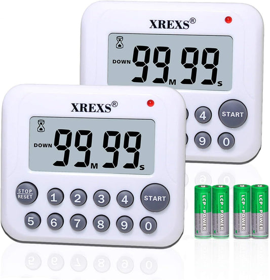Digital Kitchen Timer Magnetic Countdown Up Cooking Timer Clock | with Magnet Back and Clip, Loud Alarm, Large Display Minutes and Seconds Directly Input(2 Pcs, Battery Included) PS-367
