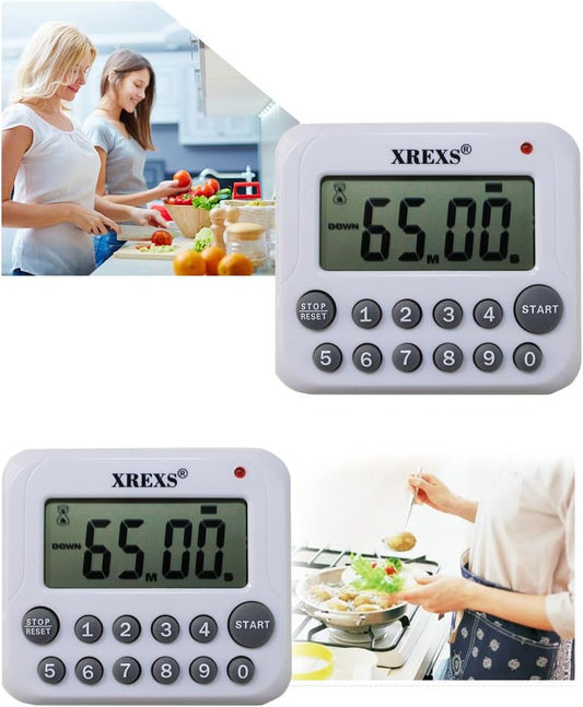 Digital Kitchen Timer Magnetic Countdown Up Cooking Timer Clock | with Magnet Back and Clip, Loud Alarm, Large Display Minutes and Seconds Directly Input(2 Pcs, Battery Included) PS-367