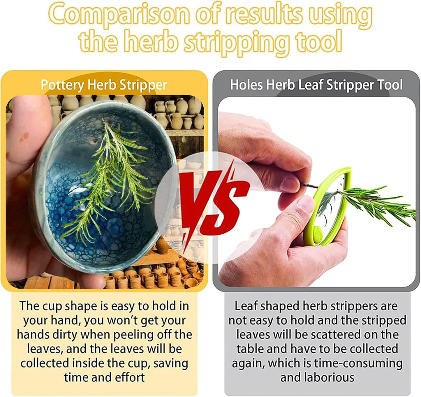 Pottery Herb Stripper Bowl, Handmade Ceramic Herb Stripper Tool with 4-Hole Design, Herb Roller for Quick Leaf Removal, Suitable for Peeling Off The Leafy