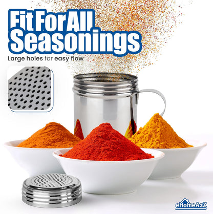 Stainless Steel Dredge Shaker Ideal For Salt, Spice, Sugar, Flour (1, 10 oz)