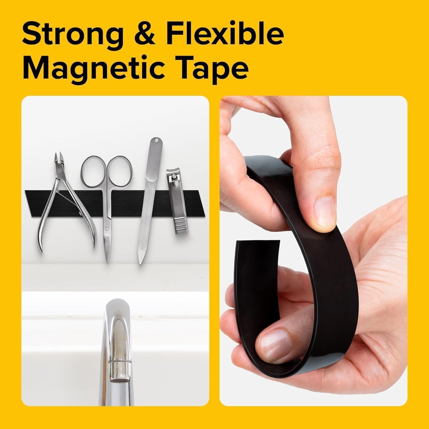 Adhesive Magnetic Strip for Knives Kitchen with Multipurpose Use as Knife Holder, Knife Rack, Knife Magnetic Strip, Knives Bar, Kitchen Utensil Holder, Tool Holder for Garage and Kitchen Organizer