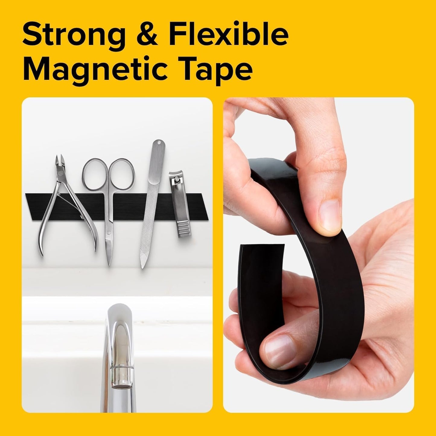 Adhesive Magnetic Strip for Knives Kitchen with Multipurpose Use as Knife Holder, Knife Rack, Knife Magnetic Strip, Knives Bar, Kitchen Utensil Holder, Tool Holder for Garage and Kitchen Organizer