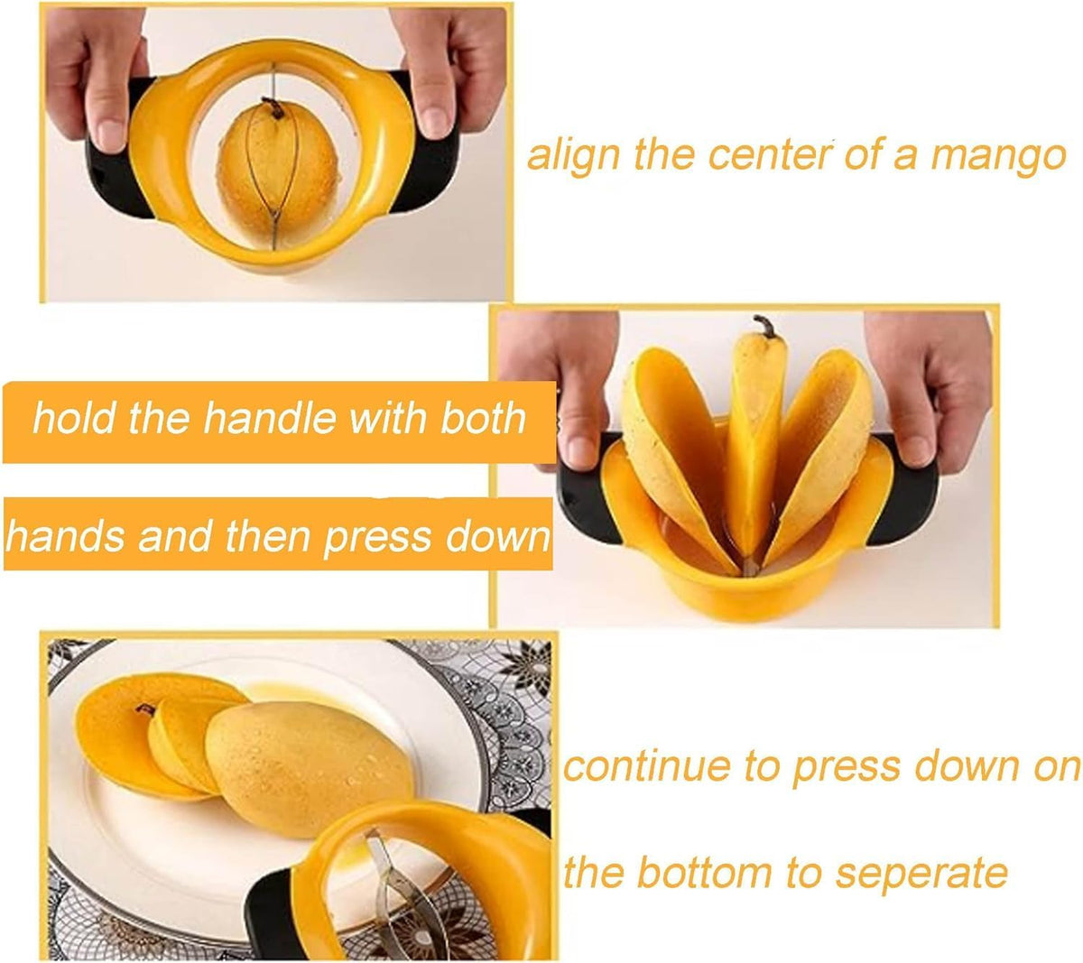 Mango Slicer Corer Kit with Bonus Fork Gloves Stainless Steel Fruit Tool