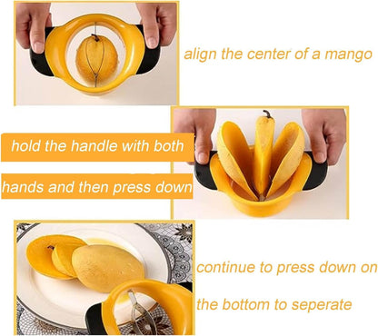 Mango Slicer Corer Kit with Bonus Fork Gloves Stainless Steel Fruit Tool