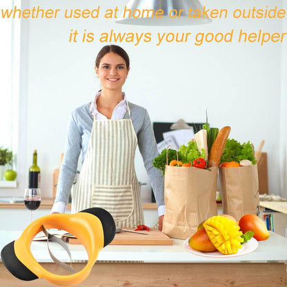 Mango Slicer Corer Kit with Bonus Fork Gloves Stainless Steel Fruit Tool