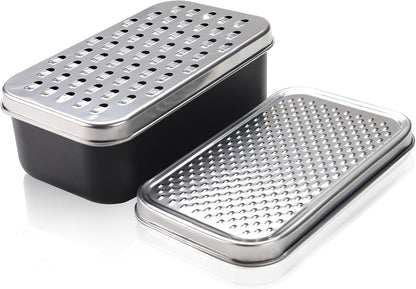 Cheese Grater with Container, Stainless Steel Cheese Shredder, Multifunctional Box Grater, Graters for Kitchen to Shredding Vegetable, Fruits