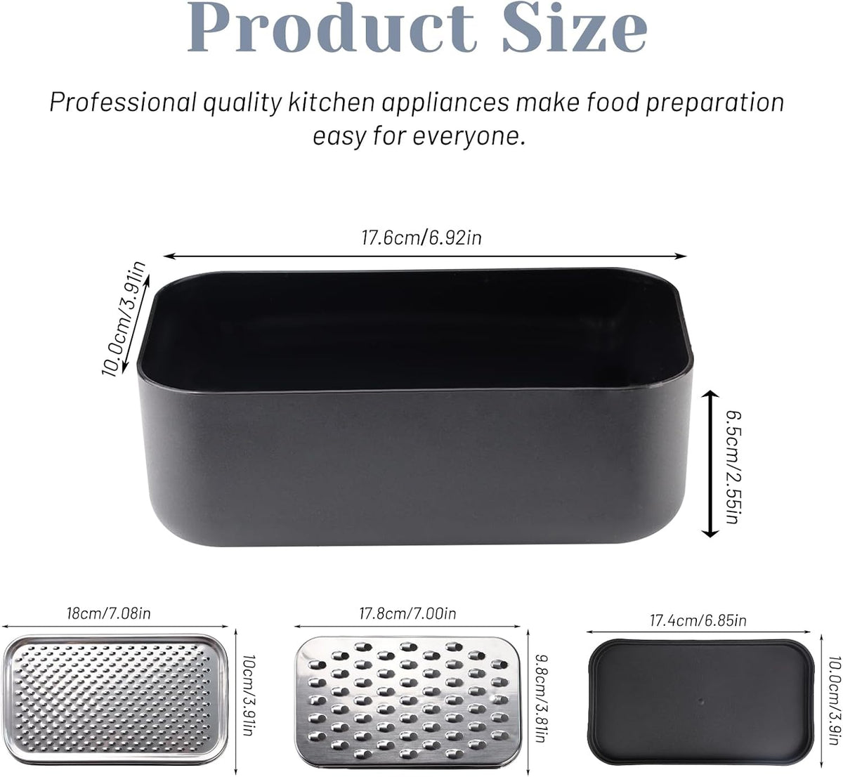 Cheese Grater with Container, Stainless Steel Cheese Shredder, Multifunctional Box Grater, Graters for Kitchen to Shredding Vegetable, Fruits