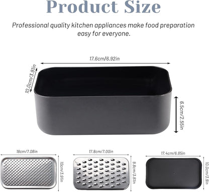 Cheese Grater with Container, Stainless Steel Cheese Shredder, Multifunctional Box Grater, Graters for Kitchen to Shredding Vegetable, Fruits