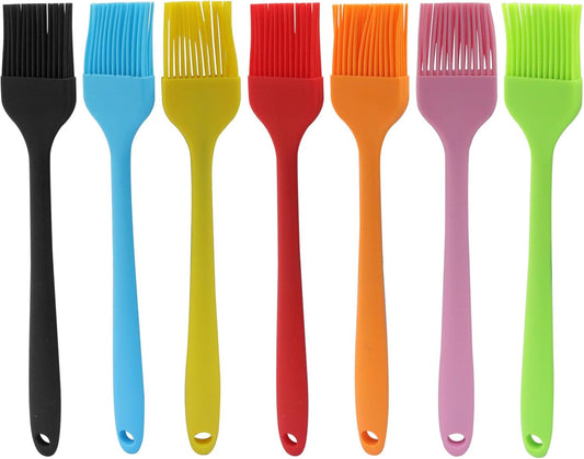 7 PCS Silicone Basting Pastry Brush, Colorful | Heat Resistant, For Baking Cooking BBQ Grill, Spread Oil Butter Sauce, Dishwasher Safe