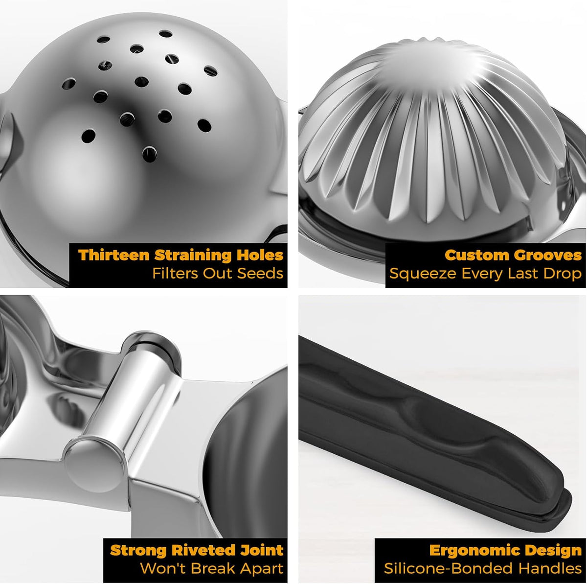 Lemon Squeezer 304 Stainless Steel Large Metal Manual Citrus Juicer