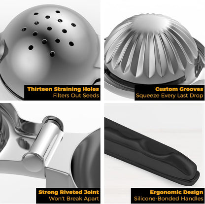 Lemon Squeezer 304 Stainless Steel Large Metal Manual Citrus Juicer