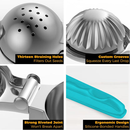 Lemon Squeezer 304 Stainless Steel Large Metal Manual Citrus Juicer