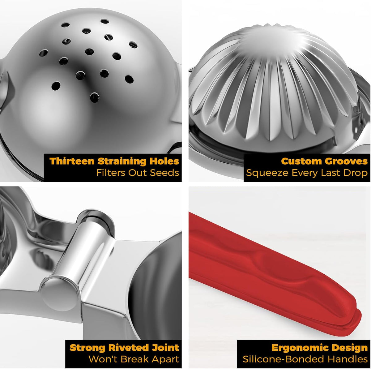 Lemon Squeezer 304 Stainless Steel Large Metal Manual Citrus Juicer