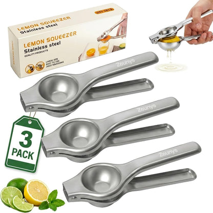 3Pcs Stainless Steel Lemon Squeezer, Fruit Squeezers for Outdoor Lemon Party, Manual Juicer Set, Heavy Duty Large Lime Squeezer, Suitable for Lemon and Fruit Squeezers