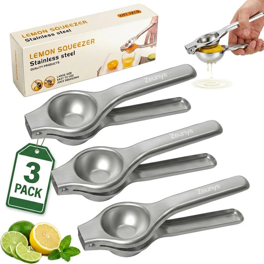 3Pcs Stainless Steel Lemon Squeezer, Fruit Squeezers for Outdoor Lemon Party, Manual Juicer Set, Heavy Duty Large Lime Squeezer, Suitable for Lemon and Fruit Squeezers