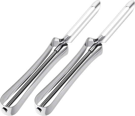 2 Pack Stainless Steel Vegetable & Potato Peeler for Kitchen | Swivel Fruit Vegetable Peeler, with Easy Grip Ergonomic Handle, Rotary Peelers, for Carrot Potato Fruit Dishwasher Safe Tool