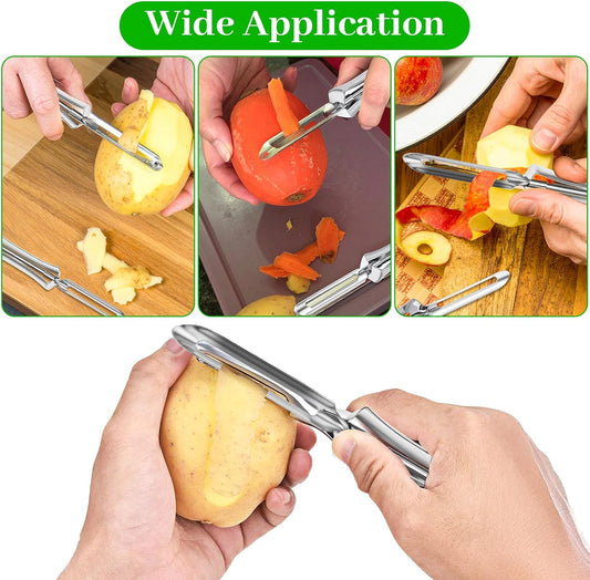 2 Pack Stainless Steel Vegetable & Potato Peeler for Kitchen | Swivel Fruit Vegetable Peeler, with Easy Grip Ergonomic Handle, Rotary Peelers, for Carrot Potato Fruit Dishwasher Safe Tool