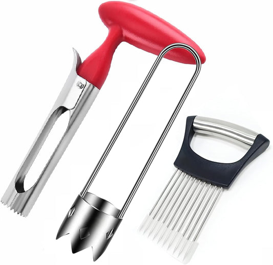 Fruit and Vegetable Corer Pepper Seed Apple Remover Bell Pepper Tomato Corer Tool Stainless Steel Kitchen Gadget onion slicer holder (Pepper Apple Corer Slicing)