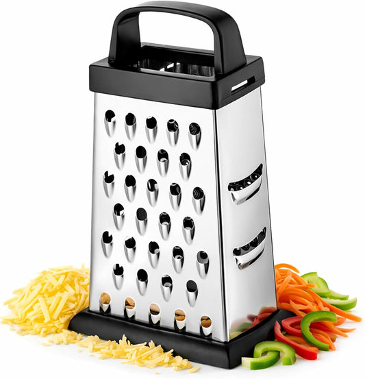 Cheese Grater, 4-Sided Mini Box Grater, Stainless Steel | For cheese, Parmesan & vegetables, compact 4-sided design, dishwasher safe for easy cleaning