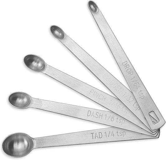 Measuring Spoons, Duty Stainless Steel Measuring Spoons, Small Spoon Set of 5 Includes 1/4 tsp 1/8 tsp 1/16 tsp 1/32 tsp 1/64 tsp for Cooking Baking (1)