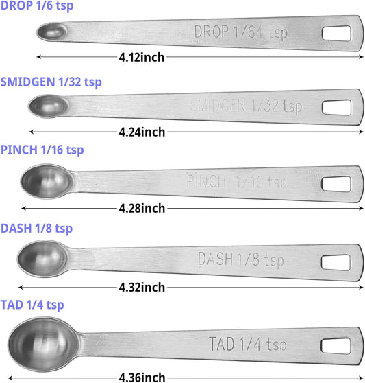 Measuring Spoons, Duty Stainless Steel Measuring Spoons, Small Spoon Set of 5 Includes 1/4 tsp 1/8 tsp 1/16 tsp 1/32 tsp 1/64 tsp for Cooking Baking (1)