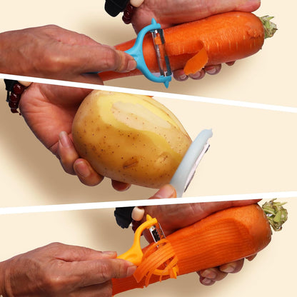 Vegetable Potato Peelers 3 Piece Set, Carrot Peeler, Stainless Steel Julienne Peeler, Fruit Slicer for Apple Zucchini Cucumber with PP Non-Slip Handle Cook's Tool & Gadget Sets for Homecooking