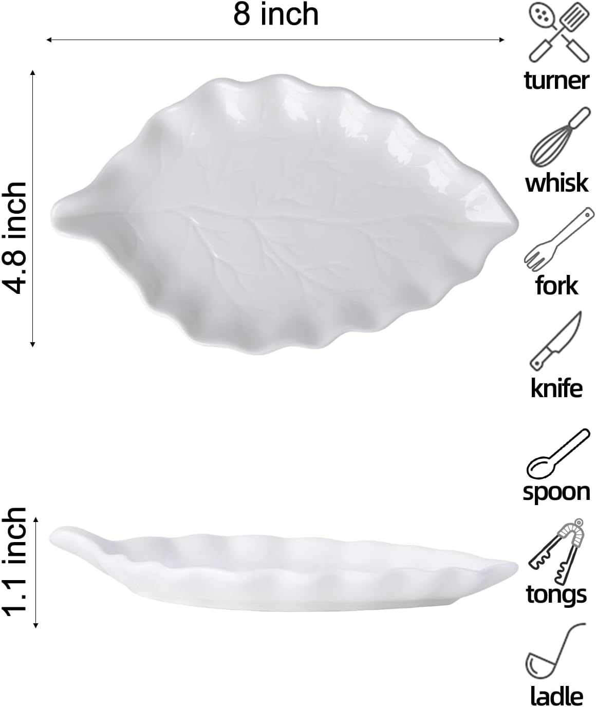 Ceramic Spoon Rest for Stove Top, 8 x 4.8 Inch Large Spoon Holder for Cooking Utensils, Spatula & Coffee Spoons,Farmhouse Kitchen Décor (White)