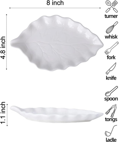 Ceramic Spoon Rest for Stove Top, 8 x 4.8 Inch Large Spoon Holder for Cooking Utensils, Spatula & Coffee Spoons,Farmhouse Kitchen Décor (White)