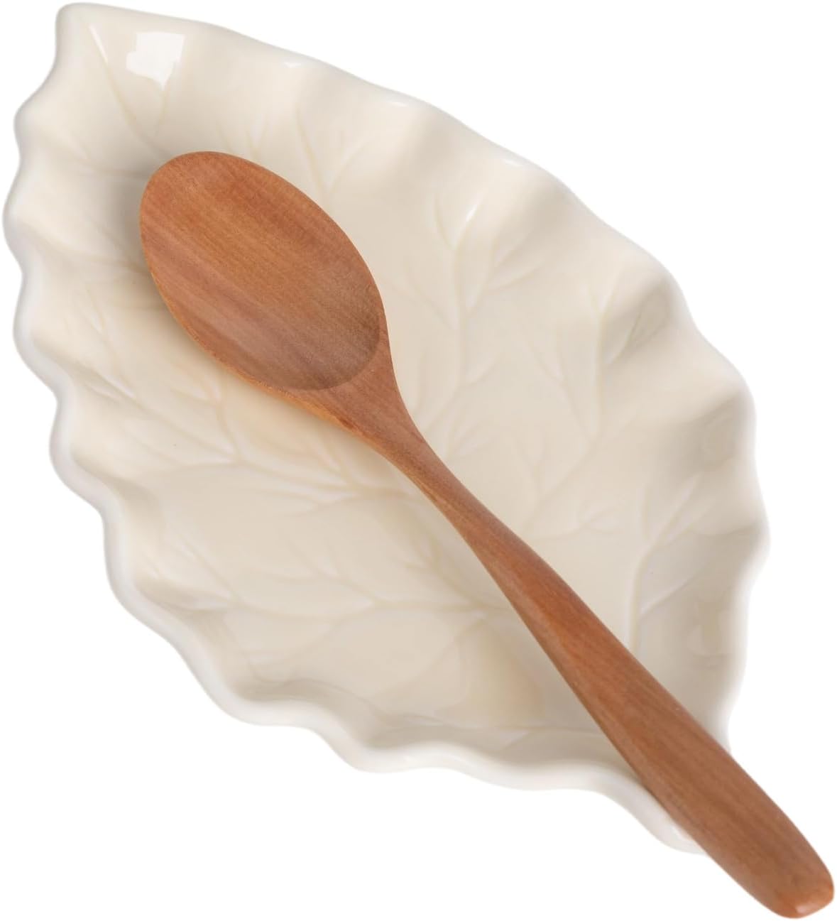 Ceramic Spoon Rest for Stove Top, 8 x 4.8 Inch Large Spoon Holder for Cooking Utensils, Spatula & Coffee Spoons,Farmhouse Kitchen Décor (White)