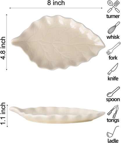 Ceramic Spoon Rest for Stove Top, 8 x 4.8 Inch Large Spoon Holder for Cooking Utensils, Spatula & Coffee Spoons,Farmhouse Kitchen Décor (White)