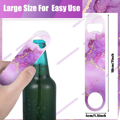 4 Pcs Flat Bottle Opener Heavy Duty Stainless Steel Opener,Marble Print